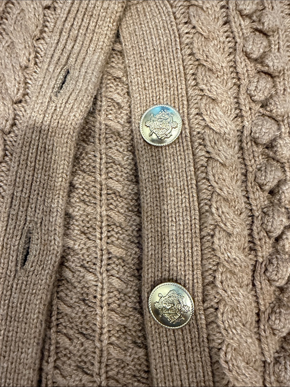 J Crew size small chunky cable size small cardigan - caramel color - Picture 4 of 5